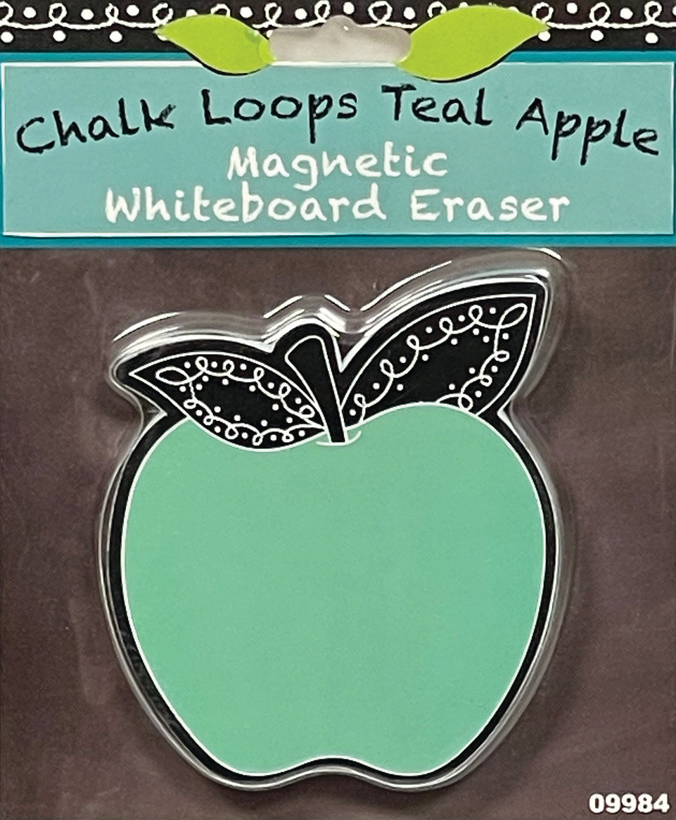 09984 Magnetic Whiteboard Eraser, Chalk Loops Teal Apple