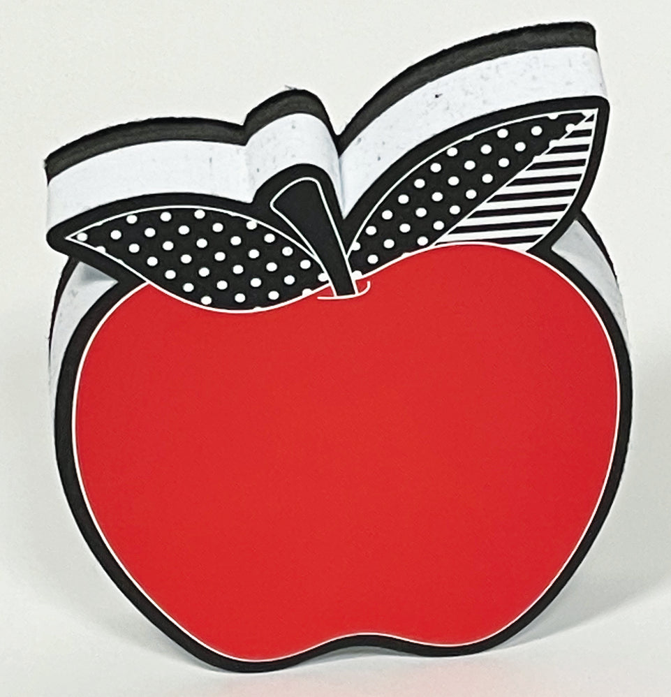 09988 Magnetic Whiteboard Eraser, B&W Dots Red Apple