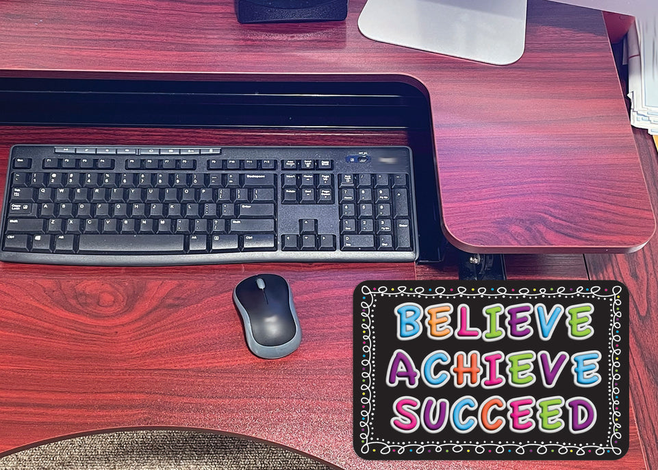 12532 Computer Mouse Pad, 11.75"x 8", Believe, Achieve, Succeed, Chalk Loops