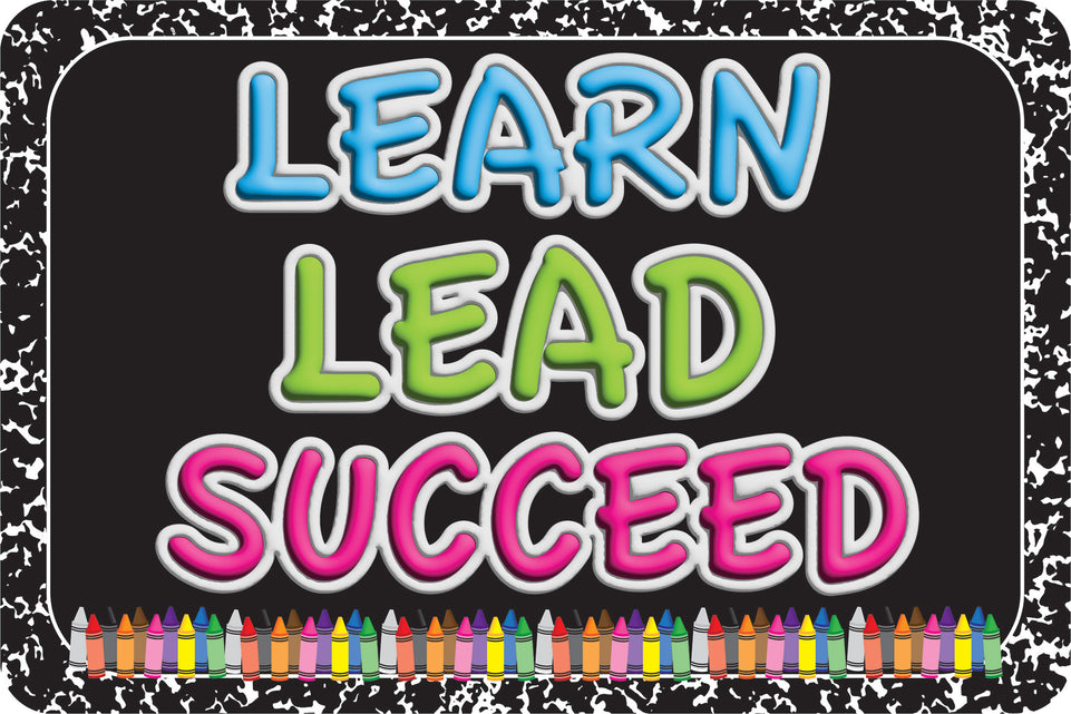 12534 Computer Mouse Pad, 11.75"x 8", Learn, Lead, Succeed, Composition, Crayons