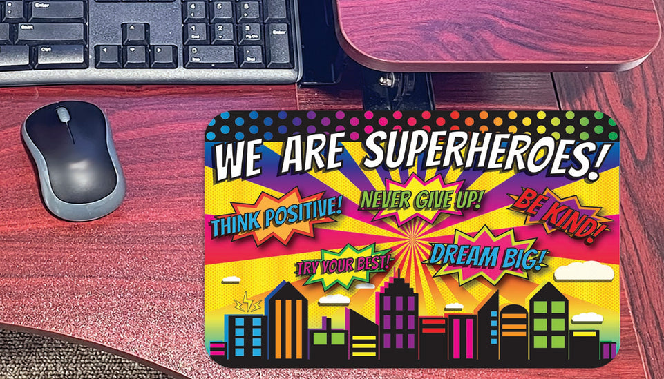 12535 Computer Mouse Pad, 11.75"x 8", Superheroes, Positivity