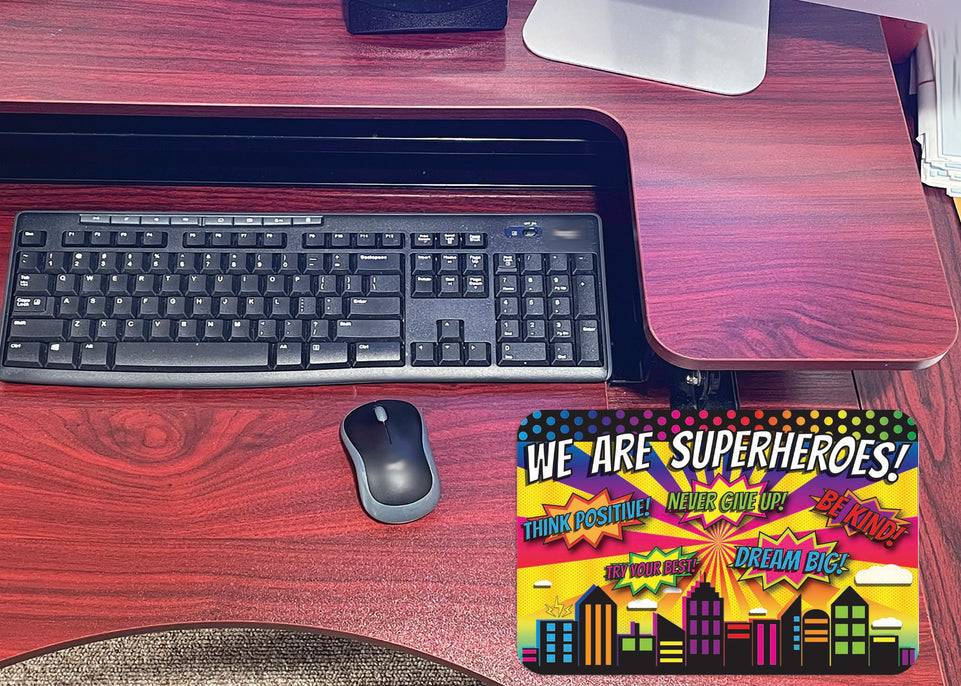 12535 Computer Mouse Pad, 11.75"x 8", Superheroes, Positivity