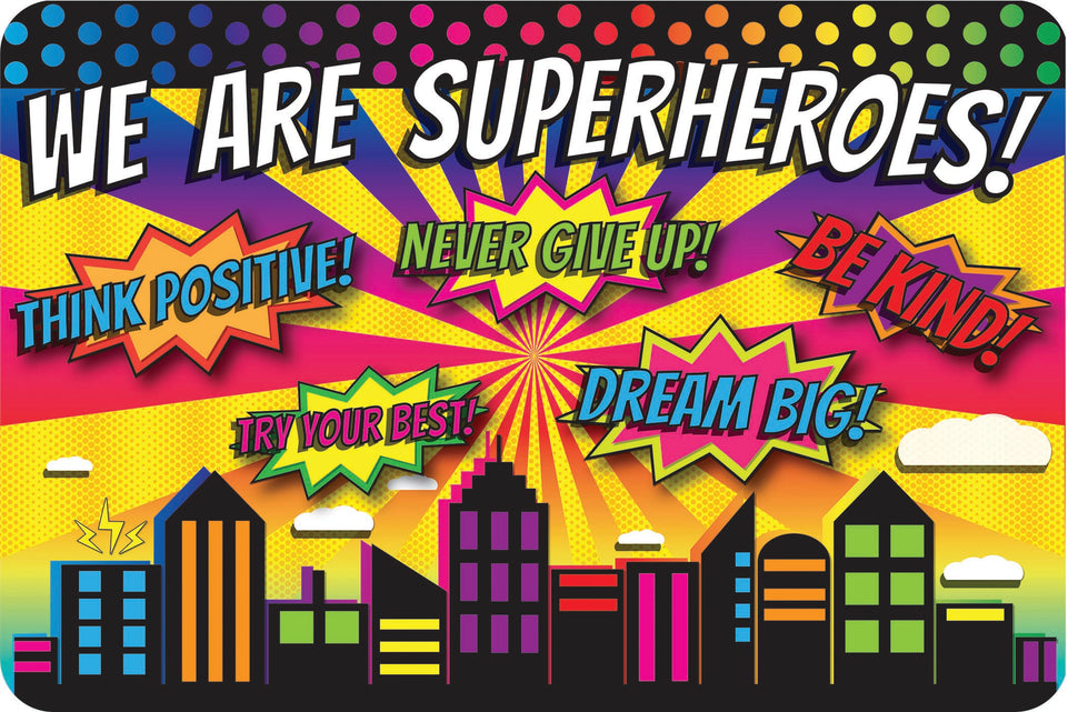 12535 Computer Mouse Pad, 11.75"x 8", Superheroes, Positivity