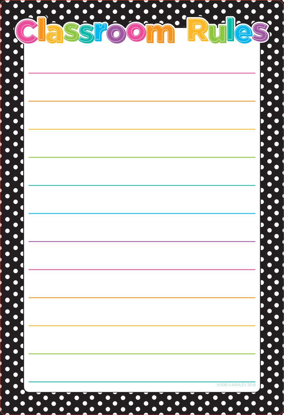 91036, Class Rules, Polka Dots 13" x 19" Smart Poly® Chart