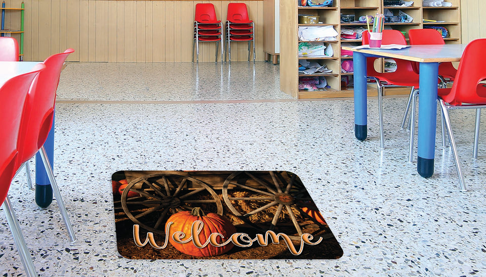91567 The Original Fun Mat, Welcome Mat, 15.5" x 23.5", Pumpkin Wagon Welcome