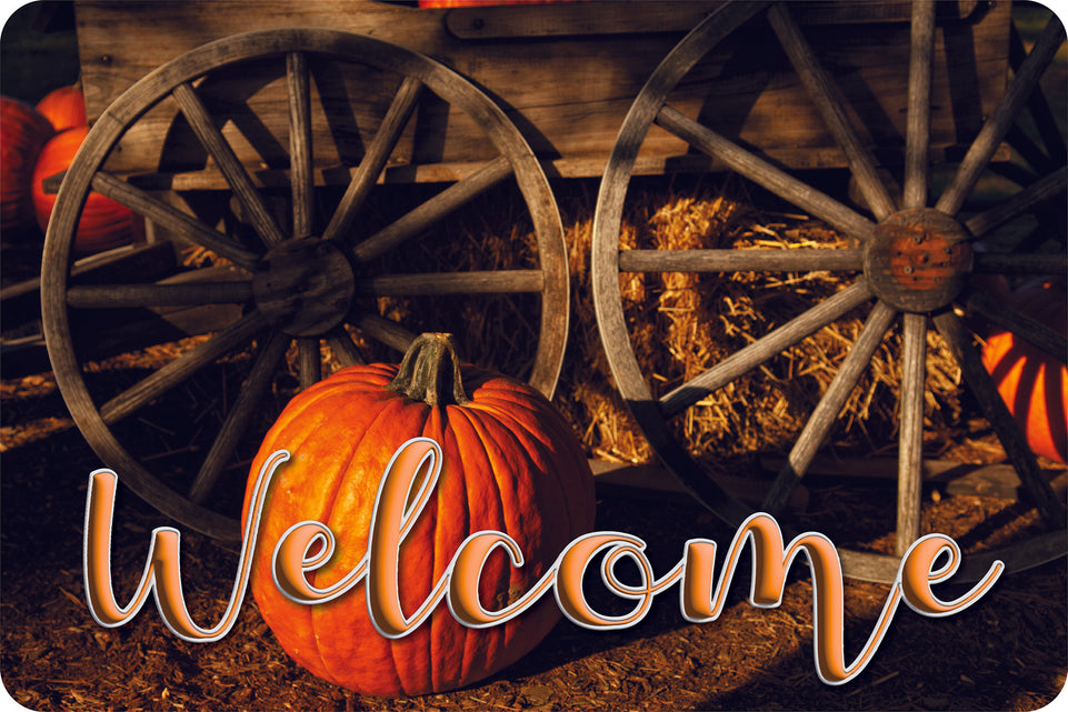 91567 The Original Fun Mat, Welcome Mat, 15.5" x 23.5", Pumpkin Wagon Welcome