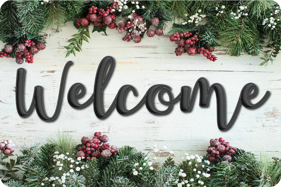 91576 The Original Fun Mat, Welcome Mat, 15.5" x 23.5", Winter Garland Berries Welcome