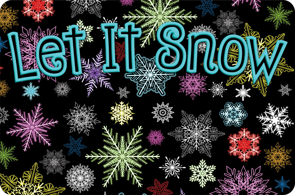 91579 The Original Fun Mat, Welcome Mat, 15.5" x 23.5", Let it Snow Colorful Snowflakes