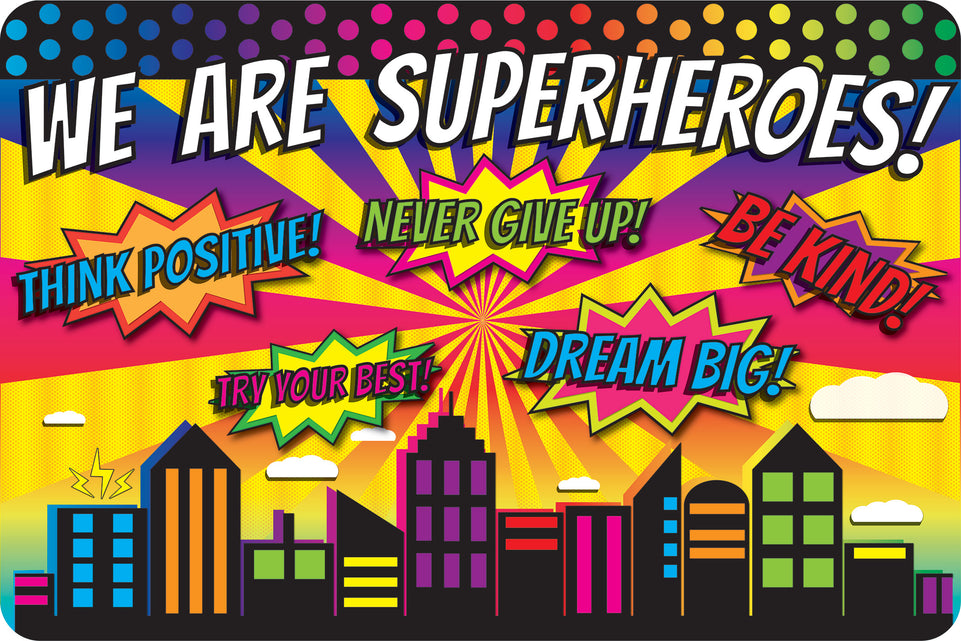 91581 The Original Fun Mat, Welcome Mat, 15.5" x 23.5", Superhero Welcome Mat