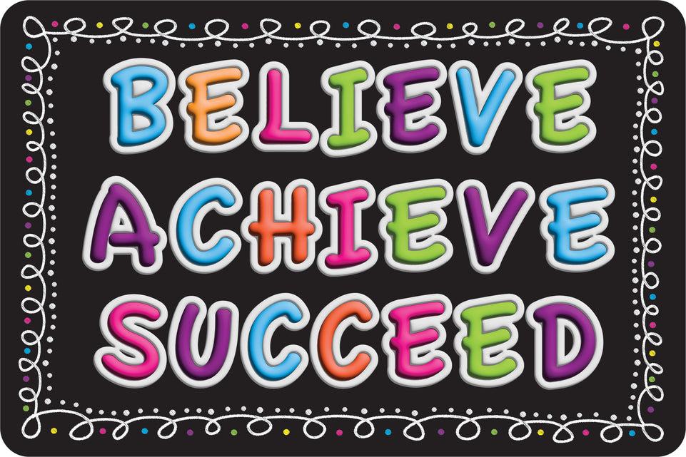 91589 The Original Fun Mat, Welcome Mat, 15.5" x 23.5", Believe, Achieve, Succeed, Chalk Loops