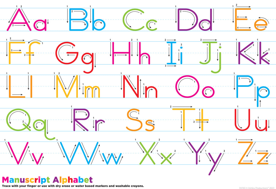 93703 Handwriting Manuscript , Smart Poly Learning Mat, Single Sided, 13" x 19"