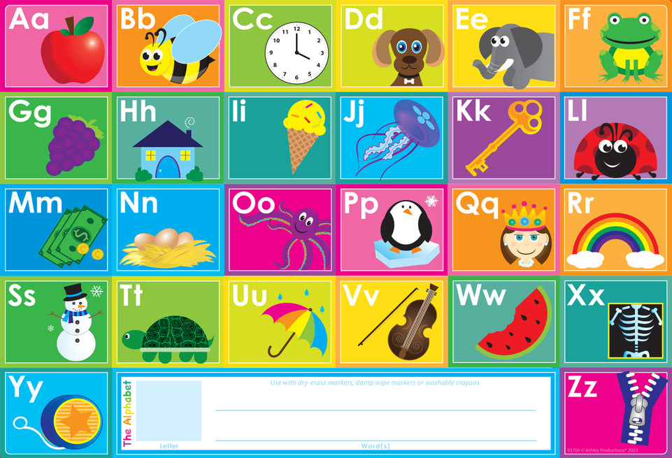 93706 ABC PICTURES , Smart Poly Learning Mat, Single Sided, 13" x 19"
