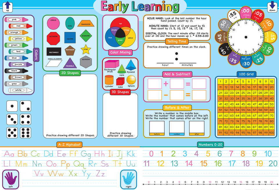93708 Early Learning , Smart Poly Learning Mat, Single Sided, 13" x 19"