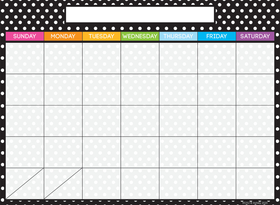 95332 PosterMat Pals™, Space Savers, 13" x 9.5", Smart Poly®, B/W Dots Color Calendar