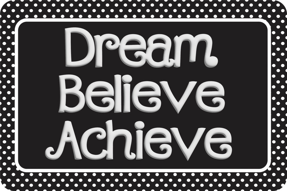 97112 10 PACK, Computer Mouse Pad, 11.75"x 8", Dream, Believe, Achieve, Black with White Dots