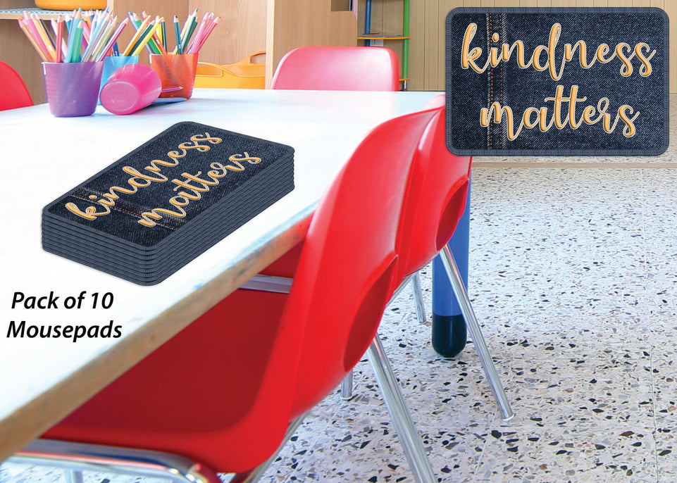 97115 10 PACK, Computer Mouse Pad, 11.75"x 8", Kindness Matters, Denim