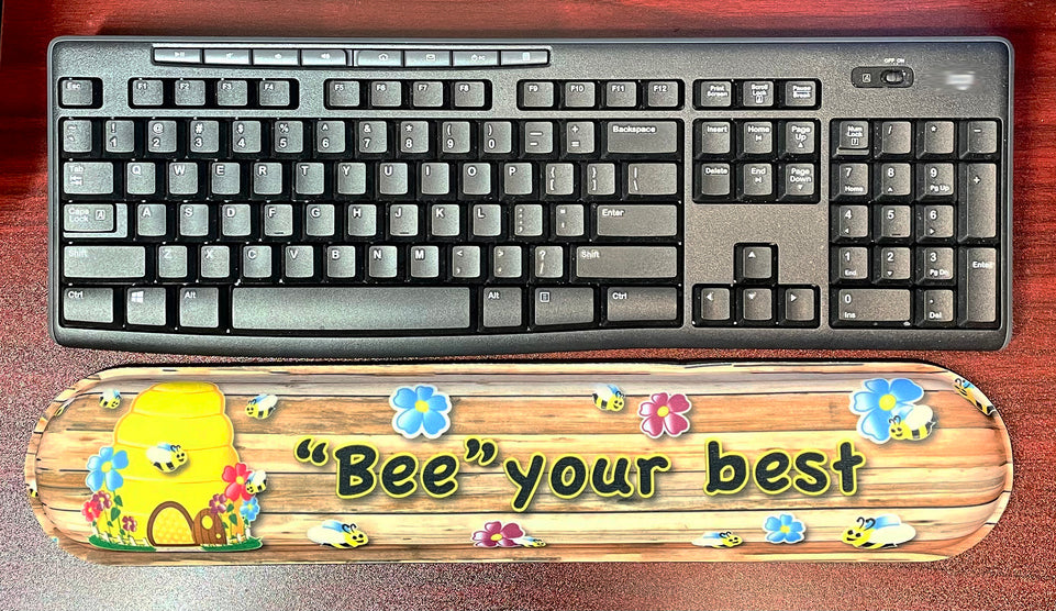12521 Computer Desk Mats, Set of 3, 1 ea Mouse Pad, 1 ea  Keyboard Wrist Pad, 1 ea Coaster, Bee Your Best, Bee Themed Positive