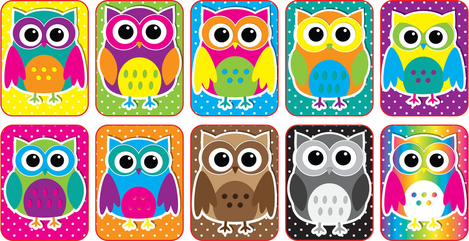 78007 , Owls ,Non-Magnetic Mini Whiteboard Erasers, Pack of 10
