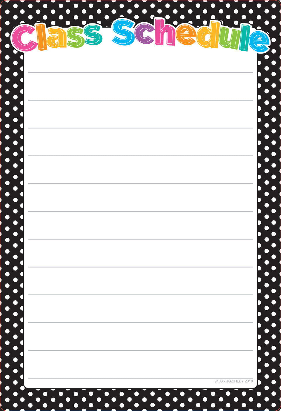 91035, Schedule, Polka Dots 13" x 19" Smart Poly® Chart