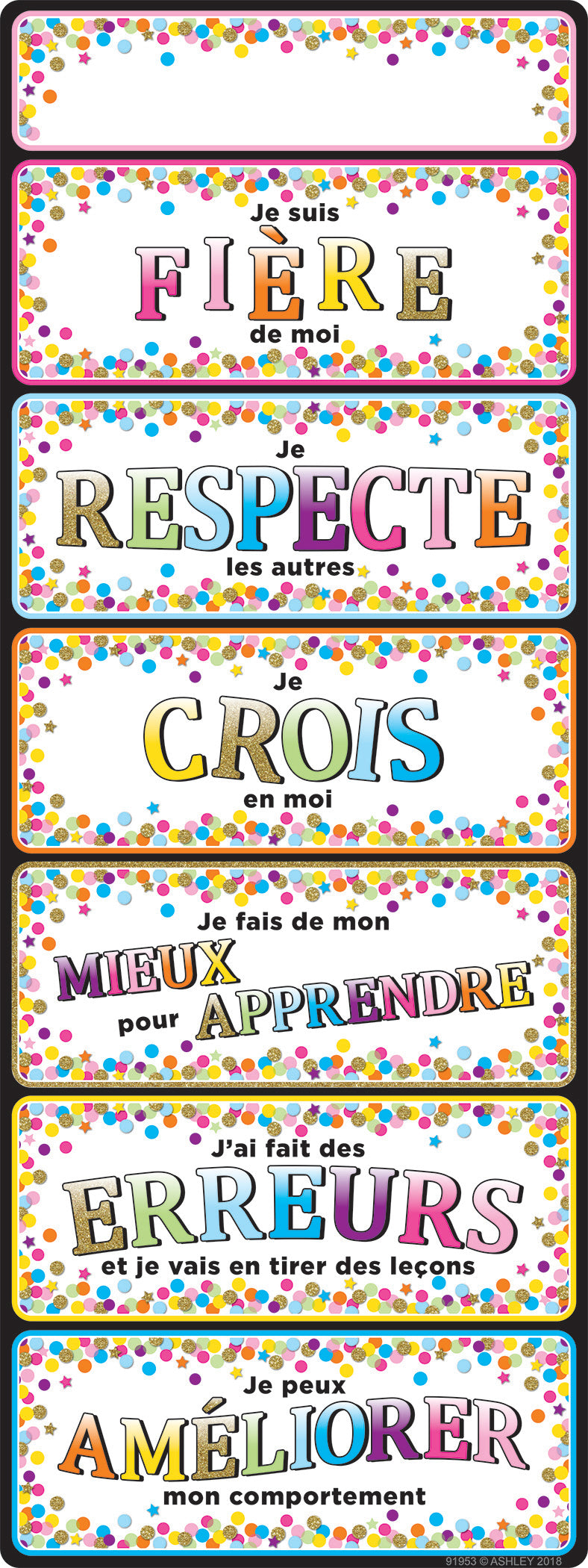 91953 French Positive Behavior Smart Poly® Clip Chart with Grommett 9" x 24"