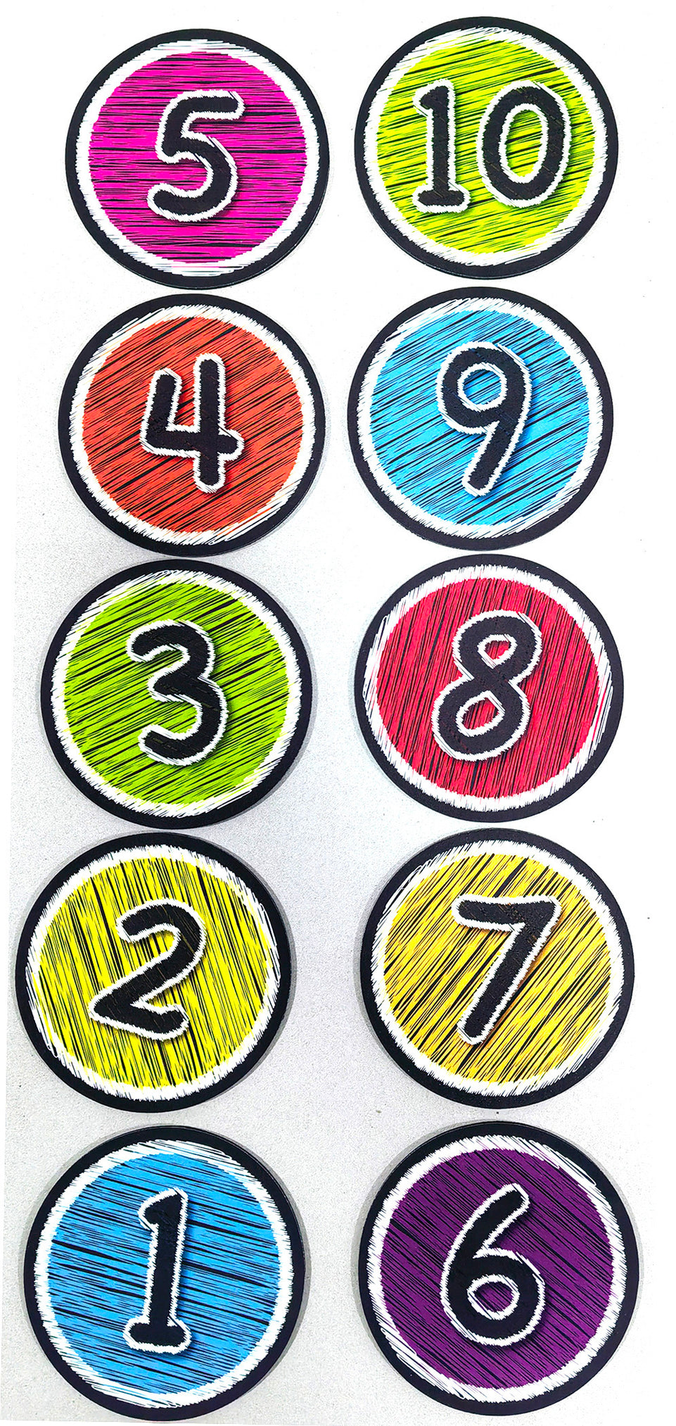 98100 The Original Fun Mat, Sensory Spots™, Sensory Soft Play, 6" Numbers 1-10 ,Chalk Look. 10 Pieces